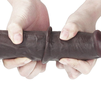 Lovetoy Dildo met Sliding Skin / Bewegende Huid 24 x 4.5 cm - bruin-Erotiekvoordeel.nl