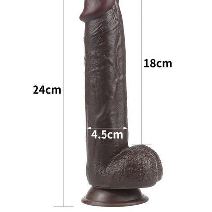 Lovetoy Dildo met Sliding Skin / Bewegende Huid 24 x 4.5 cm - bruin-Erotiekvoordeel.nl