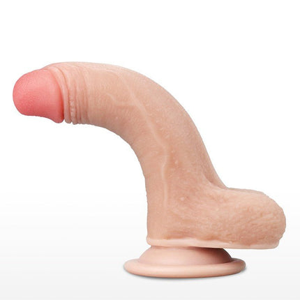 Lovetoy Dildo met glijdende huid 18 cm - blanke huidskleur - Erotiekvoordeel.nl