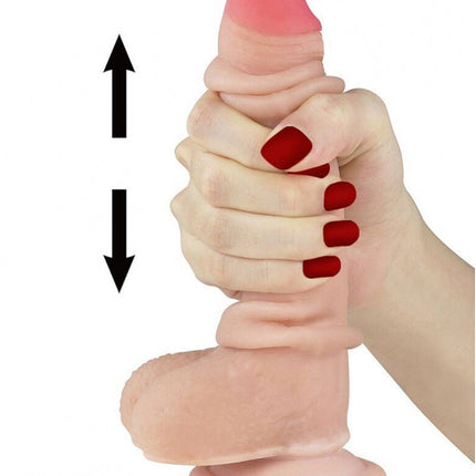 Lovetoy Dildo met glijdende huid 18 cm - blanke huidskleur - Erotiekvoordeel.nl