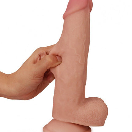 Lovetoy Dildo met glijdende huid 20 cm - blanke huidskleur - Erotiekvoordeel.nl