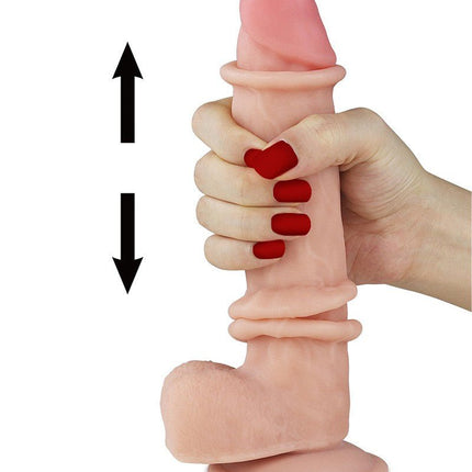 Lovetoy Dildo met glijdende huid 20 cm - blanke huidskleur - Erotiekvoordeel.nl