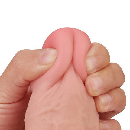 Lovetoy Dildo met glijdende huid 24 x 4,5 cm - blanke huidskleur - Erotiekvoordeel.nl