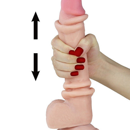 Lovetoy Dildo met glijdende huid 24 x 4,5 cm - blanke huidskleur - Erotiekvoordeel.nl