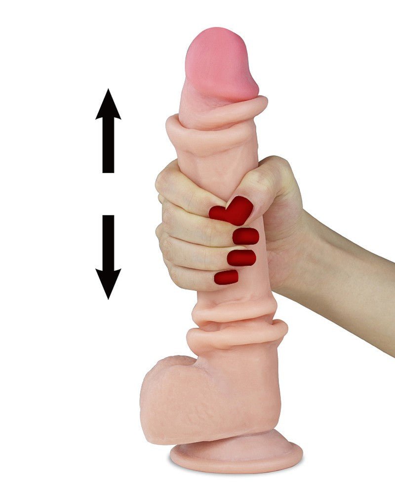 Lovetoy Dildo met glijdende huid 24 x 4,5 cm - blanke huidskleur - Erotiekvoordeel.nl