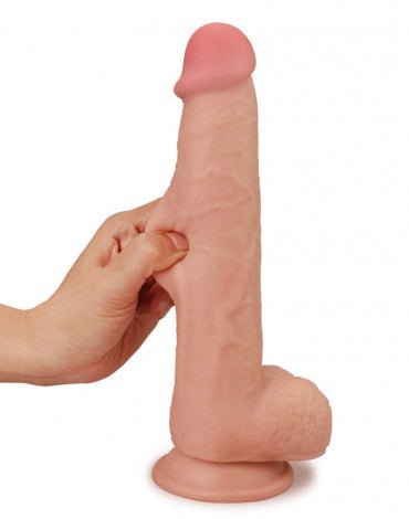 Lovetoy Dildo met glijdende huid 24 x 4,5 cm - blanke huidskleur - Erotiekvoordeel.nl