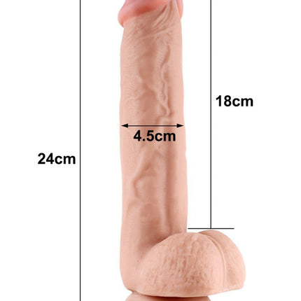 Lovetoy Dildo met glijdende huid 24 x 4,5 cm - blanke huidskleur - Erotiekvoordeel.nl