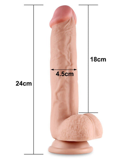 Lovetoy Dildo met glijdende huid 24 x 4,5 cm - blanke huidskleur - Erotiekvoordeel.nl