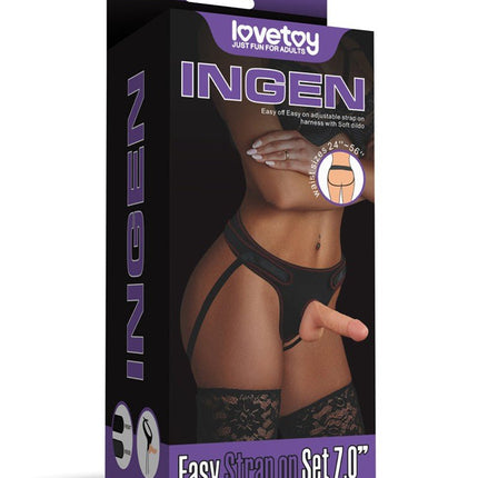 Lovetoy Easy Strap-on Set met dildo van 18 cm - blanke huidskleur - Erotiekvoordeel.nl