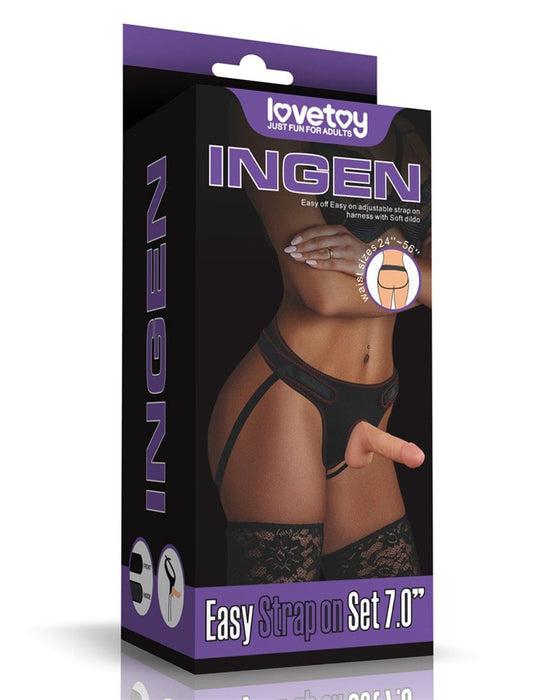 Lovetoy Easy Strap-on Set met dildo van 18 cm - blanke huidskleur - Erotiekvoordeel.nl