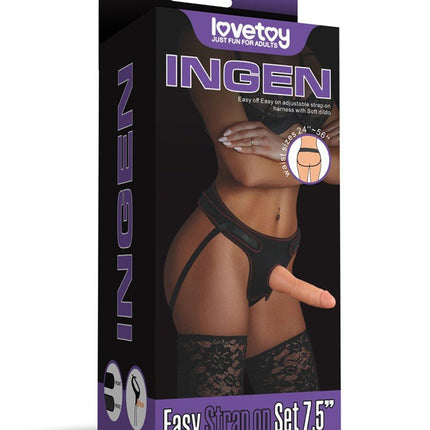 Lovetoy Easy Strap-on Set met dildo van 19 cm - blanke huidskleur - Erotiekvoordeel.nl