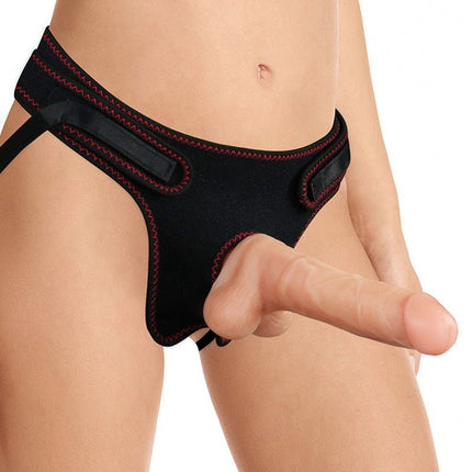 Lovetoy Easy Strap-on Set met dildo van 19 cm met balzak - blanke huidskleur - Erotiekvoordeel.nl