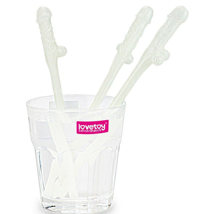 Lovetoy Herbruikbare Piemel Drinkrietjes - glow in the dark-Erotiekvoordeel.nl