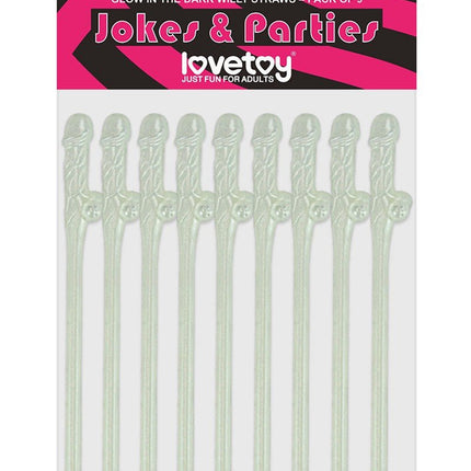 Lovetoy Herbruikbare Piemel Drinkrietjes - glow in the dark-Erotiekvoordeel.nl