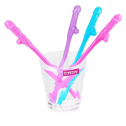 Lovetoy Herbruikbare Piemel Drinkrietjes - multicolour-Erotiekvoordeel.nl