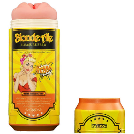 Lovetoy - Masturbator in Bierblikje - Pleasure Brew Blonde Ale Vagina Masturbator - Nude & Geel - TPE-Erotiekvoordeel.nl