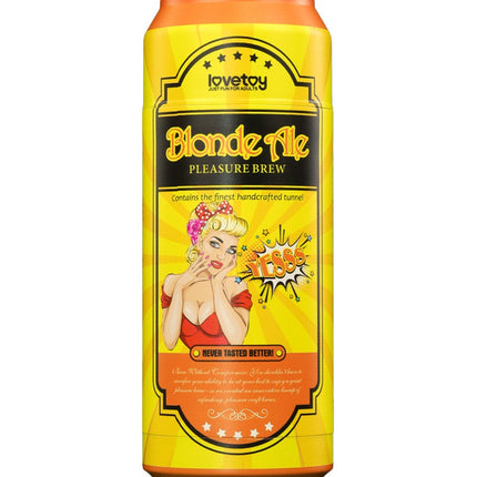 Lovetoy - Masturbator in Bierblikje - Pleasure Brew Blonde Ale Vagina Masturbator - Nude & Geel - TPE-Erotiekvoordeel.nl