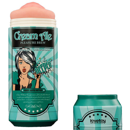 Lovetoy - Masturbator in Bierblikje - Pleasure Brew Blonde Ale Vagina Masturbator - Nude & Groen - TPE-Erotiekvoordeel.nl