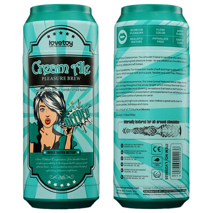 Lovetoy - Masturbator in Bierblikje - Pleasure Brew Blonde Ale Vagina Masturbator - Nude & Groen - TPE-Erotiekvoordeel.nl