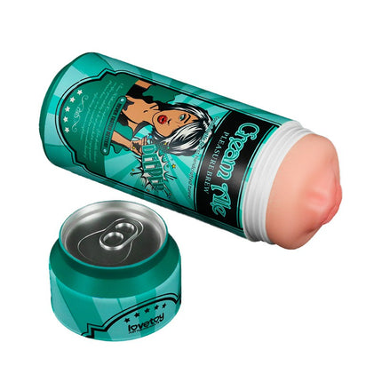 Lovetoy - Masturbator in Bierblikje - Pleasure Brew Blonde Ale Vagina Masturbator - Nude & Groen - TPE-Erotiekvoordeel.nl