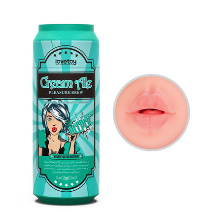 Lovetoy - Masturbator in Bierblikje - Pleasure Brew Blonde Ale Vagina Masturbator - Nude & Groen - TPE-Erotiekvoordeel.nl