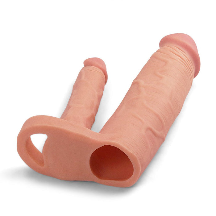 Pleasure X-tender Dubbele penis sleeve - huidskleur - Erotiekvoordeel.nl
