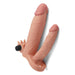 Pleasure X-tender Vibrerende dubbele penis sleeve 18 en 14 cm - huidskleur - Erotiekvoordeel.nl