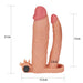 Pleasure X-tender Vibrerende dubbele penis sleeve 21 en 17 cm - huidskleur - Erotiekvoordeel.nl
