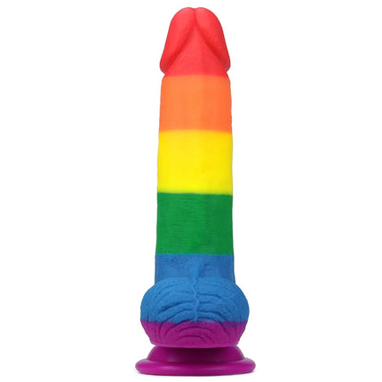 Lovetoy - Rainbow Pride Dildo met Scrotum 19.5 cm-Erotiekvoordeel.nl