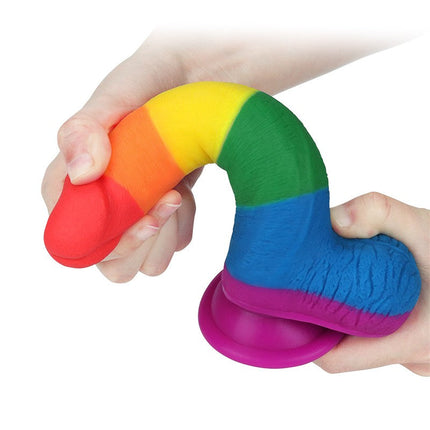 Lovetoy - Rainbow Pride Dildo met Scrotum 19.5 cm-Erotiekvoordeel.nl