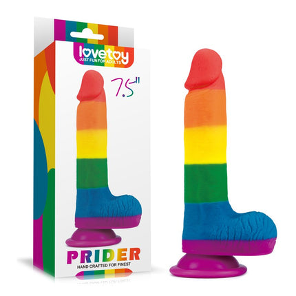 Lovetoy - Rainbow Pride Dildo met Scrotum 19.5 cm-Erotiekvoordeel.nl