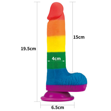 Lovetoy - Rainbow Pride Dildo met Scrotum 19.5 cm-Erotiekvoordeel.nl