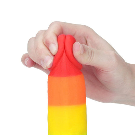 Lovetoy - Rainbow Pride Dildo met Scrotum 19.5 cm-Erotiekvoordeel.nl