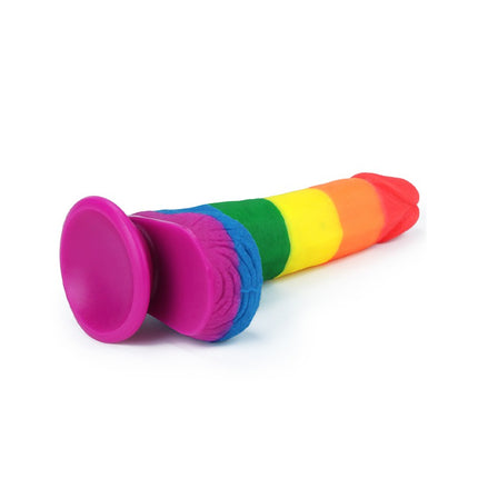 Lovetoy - Rainbow Pride Dildo met Scrotum 19.5 cm-Erotiekvoordeel.nl