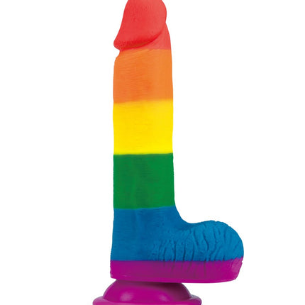 Lovetoy - Rainbow Pride Dildo met Scrotum 19.5 cm-Erotiekvoordeel.nl
