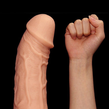 Lovetoy Realistische Gebogen XXL Dildo 24 cm - lichte huidskleur-Erotiekvoordeel.nl