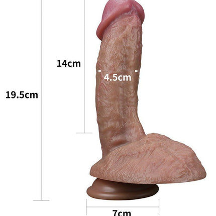 Lovetoy Realistische Grote Dildo 19.5 cm Dubbellaags Siliconen - donkere huidskleur-Erotiekvoordeel.nl