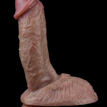 Lovetoy Realistische Grote Dildo 19.5 cm Dubbellaags Siliconen - donkere huidskleur-Erotiekvoordeel.nl