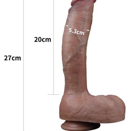 Lovetoy Realistische Grote Dildo 27 cm Dubbellaags Siliconen - donkere huidskleur-Erotiekvoordeel.nl