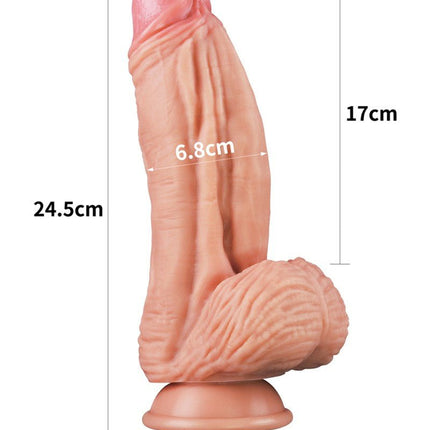 Lovetoy Realistische XXL Dildo met balzak en zuignap 24.5 cm - lichte huidskleur-Erotiekvoordeel.nl
