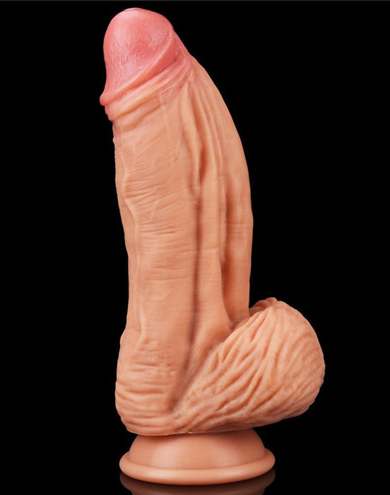 Lovetoy Realistische XXL Dildo met balzak en zuignap 24.5 cm - lichte huidskleur-Erotiekvoordeel.nl