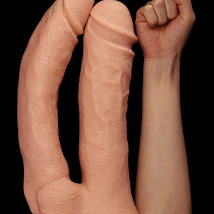 Lovetoy Realistische XXL Dubbele Penetratie Dildo 30 cm - lichte huidskleur-Erotiekvoordeel.nl