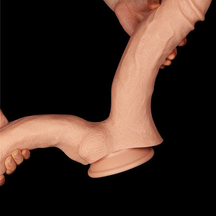 Lovetoy Realistische XXL Dubbele Penetratie Dildo 30 cm - lichte huidskleur-Erotiekvoordeel.nl