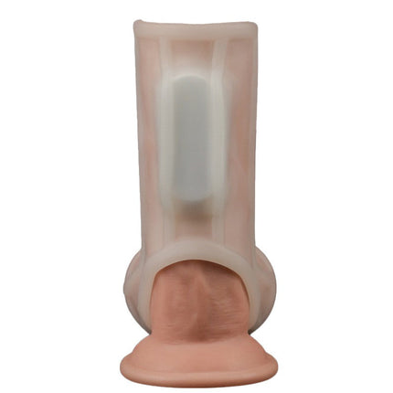 Lovetoy Vibrerende Rekbare Penis Sleeve RIDGE KNIGHTS - wit-Erotiekvoordeel.nl