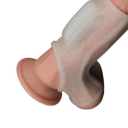 Lovetoy Vibrerende Rekbare Penis Sleeve RIDGE KNIGHTS - wit-Erotiekvoordeel.nl