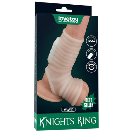 Lovetoy Vibrerende Rekbare Penis Sleeve WAVE KNIGHTS - wit-Erotiekvoordeel.nl