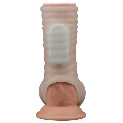 Lovetoy Vibrerende Rekbare Penis Sleeve WAVE KNIGHTS - wit-Erotiekvoordeel.nl