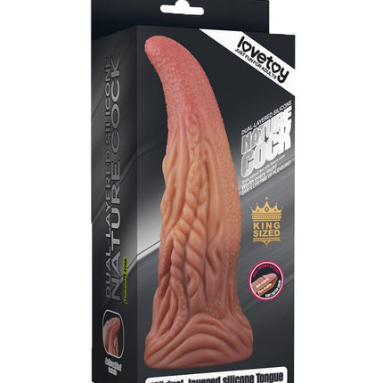 Lovetoy XXL Extreme Dildo Alien Tongue 25 x 7.5 cm - lichte/donkere huidskleur-Erotiekvoordeel.nl