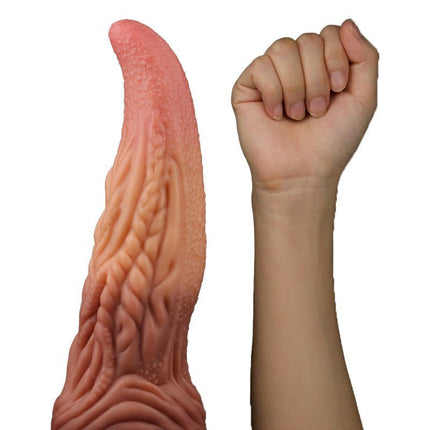 Lovetoy XXL Extreme Dildo Alien Tongue 25 x 7.5 cm - lichte/donkere huidskleur-Erotiekvoordeel.nl
