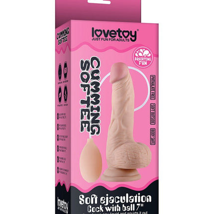 Lovetoy Zachte Dildo met balzak en squirt functie 20 cm - lichte huidskleur-Erotiekvoordeel.nl